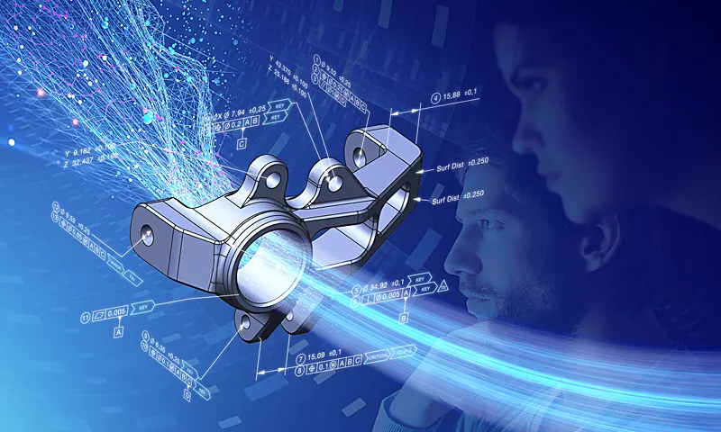 O núcleo da solução de definição baseada em modelo é um modelo CAD 3D anotado digitalmente com geometria 3D, PMI, etc.